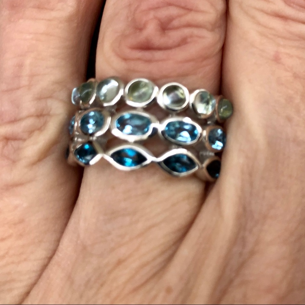 Pangea Mines Sterling Ring, Multi shape, multi topaz